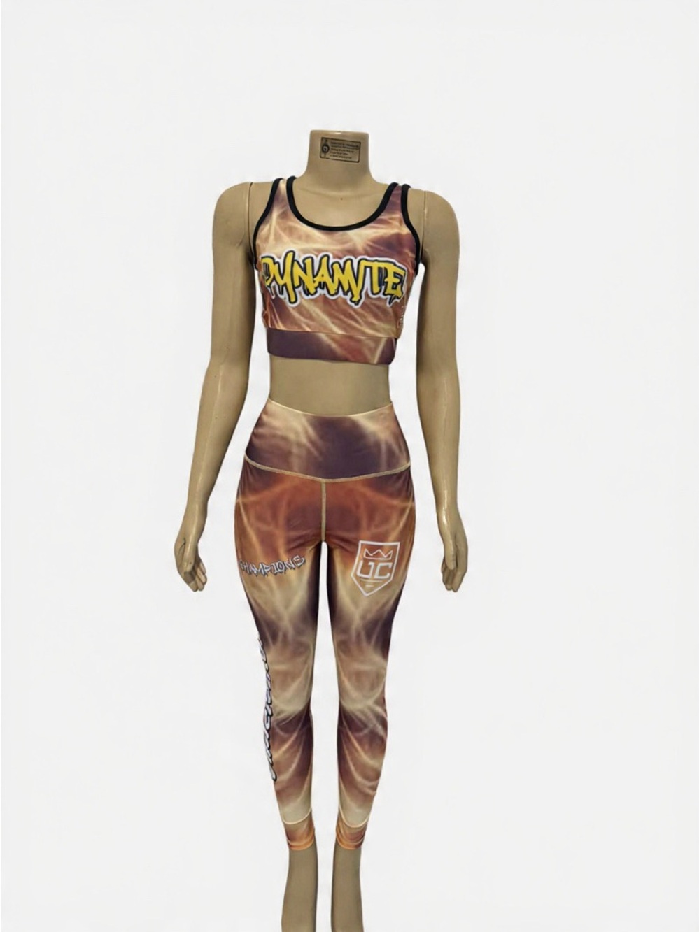 Dynamite Brown Tie-Dye Graphic Sports Bra & Leggings Set